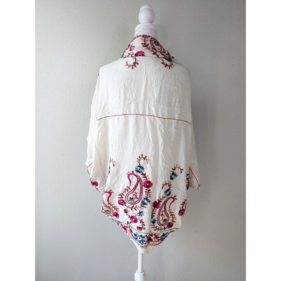 Chelsea and Violet White Embroidered Womens Drape Cardigan Cover Up Shrug Sz S - Picture 4 of 6